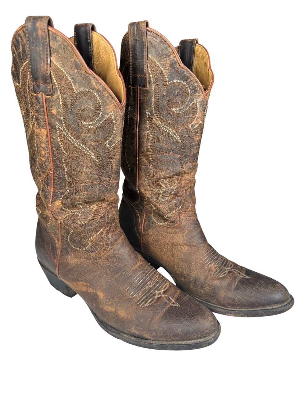 J.B. Dillon JBW2303 Western Cowgirl Boots Brown Distressed Goat Leather 7.5B